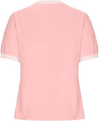 Casual Short-Sleeve Shirt with Striped Collar
