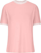 Casual Short-Sleeve Shirt with Striped Collar