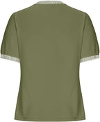 Casual Short-Sleeve Shirt with Striped Collar