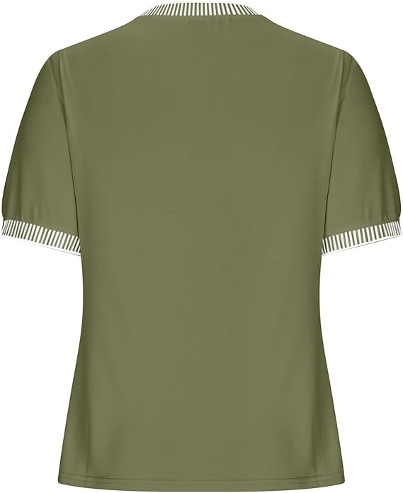 Casual Short-Sleeve Shirt with Striped Collar