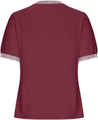 Casual Short-Sleeve Shirt with Striped Collar