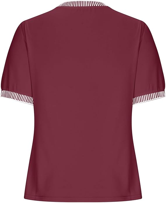Casual Short-Sleeve Shirt with Striped Collar