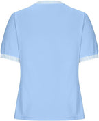 Casual Short-Sleeve Shirt with Striped Collar