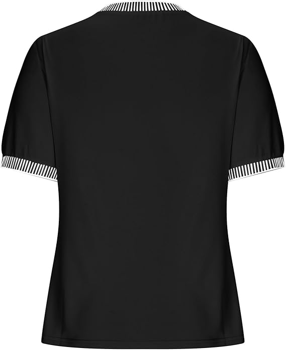 Casual Short-Sleeve Shirt with Striped Collar