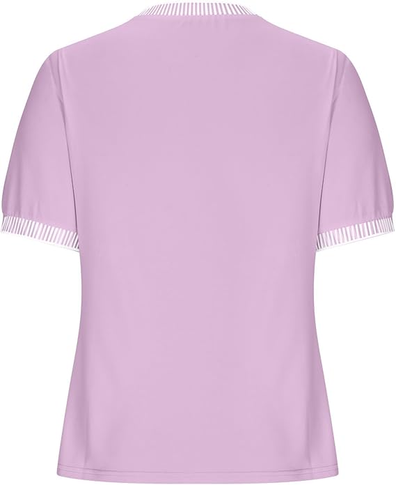 Casual Short-Sleeve Shirt with Striped Collar