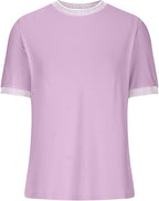 Casual Short-Sleeve Shirt with Striped Collar