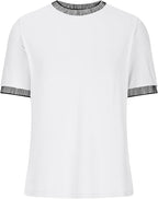Casual Short-Sleeve Shirt with Striped Collar