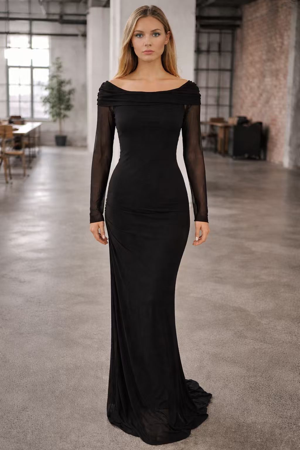 Women's Sleeveless Maxi Dress with Ruffle Details and Off-Shoulder Design