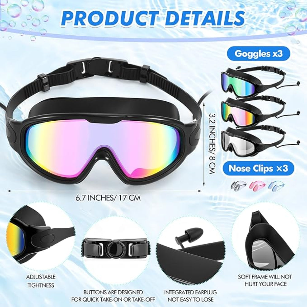 Swim goggles 3-piece set for adults & children