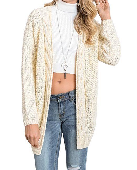 Cozy Knit Cardigan with Pockets and Cable Knit Pattern