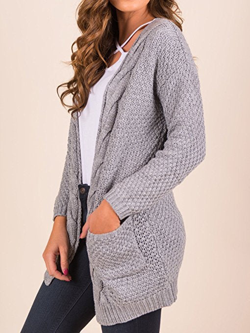 Cozy Knit Cardigan with Pockets and Cable Knit Pattern