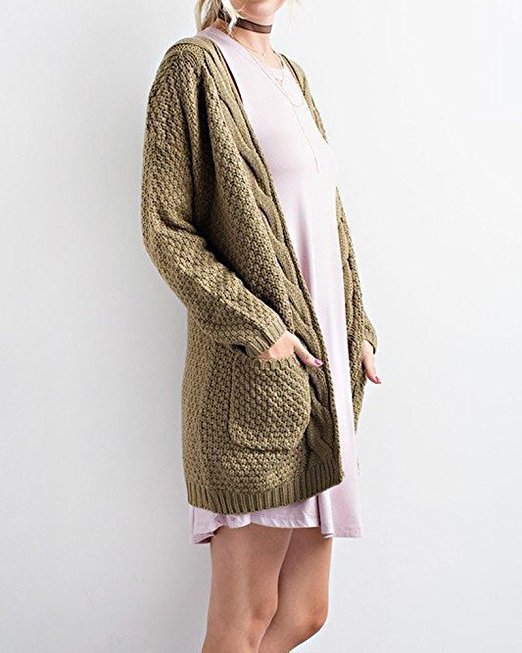 Cozy Knit Cardigan with Pockets and Cable Knit Pattern