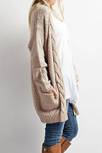 Cozy Knit Cardigan with Pockets and Cable Knit Pattern