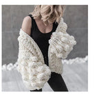Women's Chunky Knit Oversized Cardigan with Voluminous Sleeves