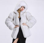 Women's Fluffy Faux Fur Wrap with Hood