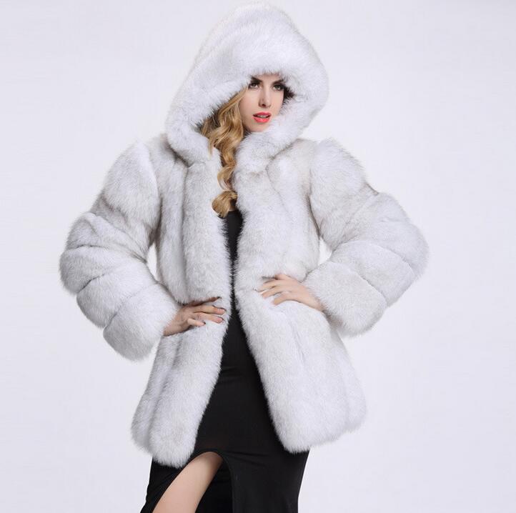 Women's Fluffy Faux Fur Wrap with Hood