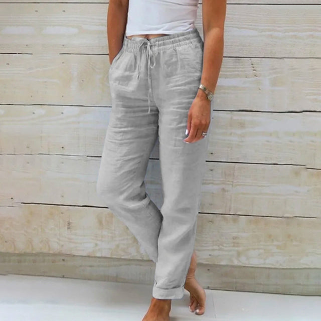 Cotton Casual Straight-Leg Pants