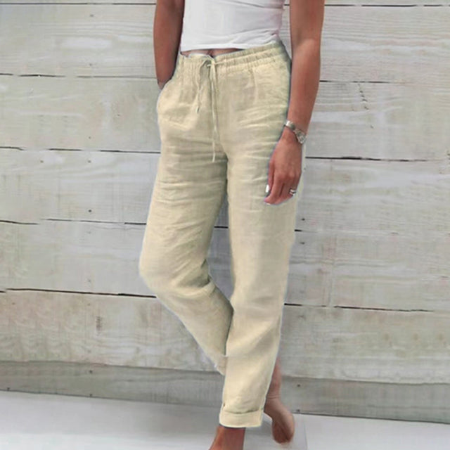 Cotton Casual Straight-Leg Pants