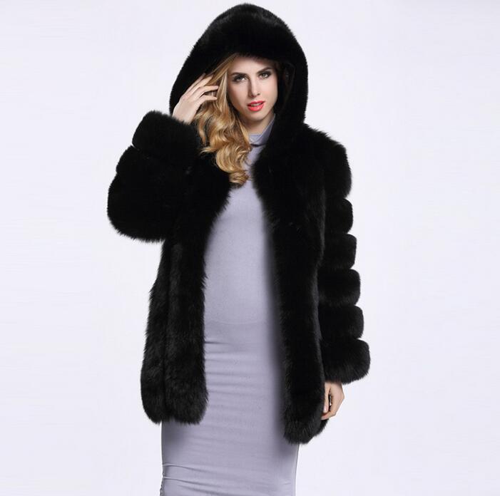 Women's Fluffy Faux Fur Wrap with Hood