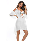 Women's Elegant Beach Cover-Up with Unique Crochet Trim