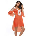 Women's Elegant Beach Cover-Up with Unique Crochet Trim