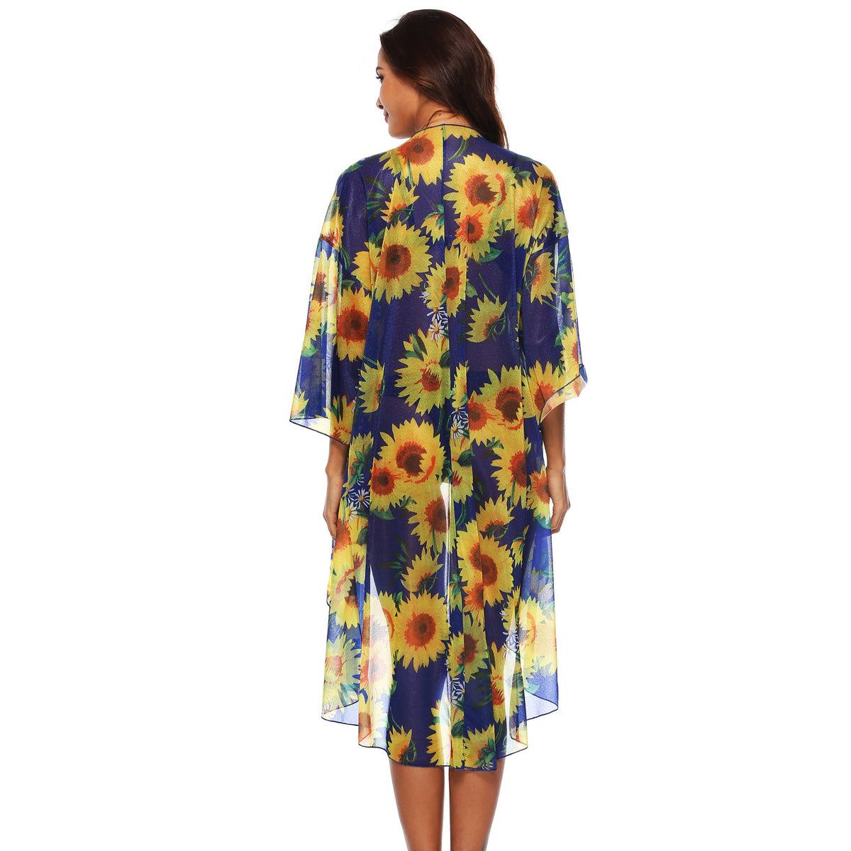 Women's Airy Beach Kimono with Floral Patterns