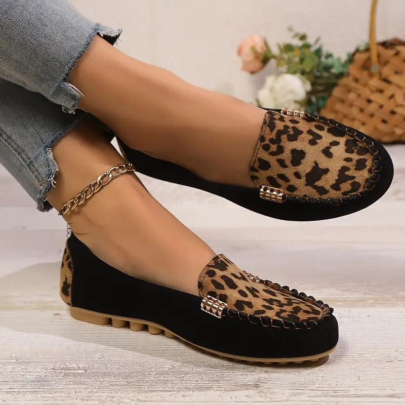 Comfortable Women's Slip-Ons with Leopard Print