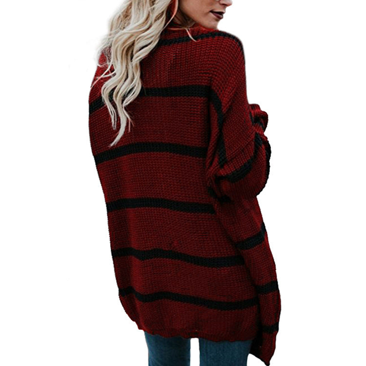 Striped Chunky Knit Cardigan