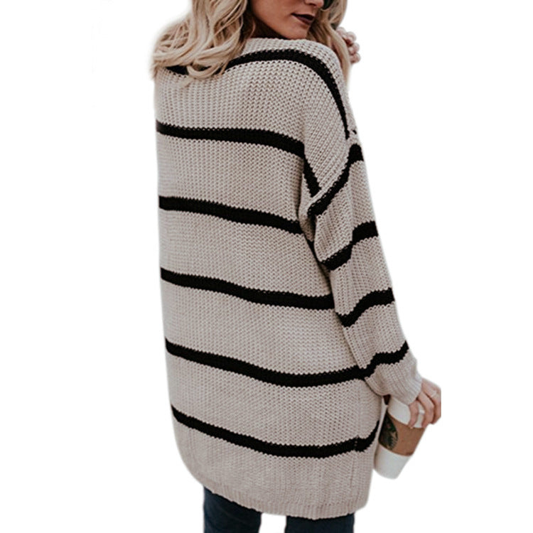 Striped Chunky Knit Cardigan