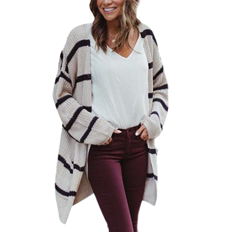 Striped Chunky Knit Cardigan