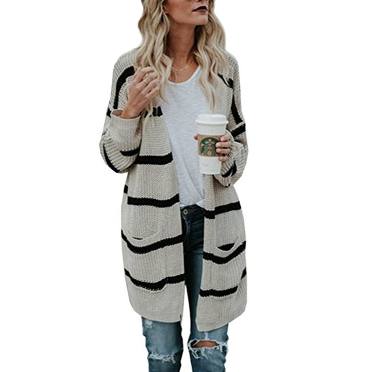 Striped Chunky Knit Cardigan