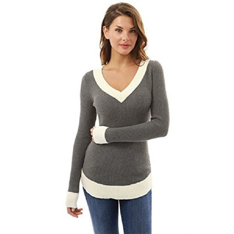 Elegant V-Neck Sweater in Fine Structural Knit