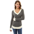 Elegant V-Neck Sweater in Fine Structural Knit