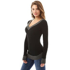 Elegant V-Neck Sweater in Fine Structural Knit
