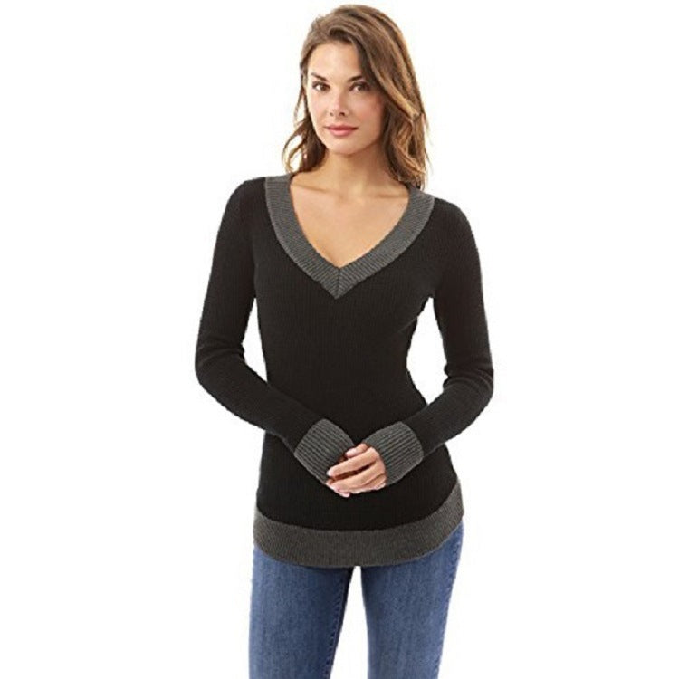 Elegant V-Neck Sweater in Fine Structural Knit
