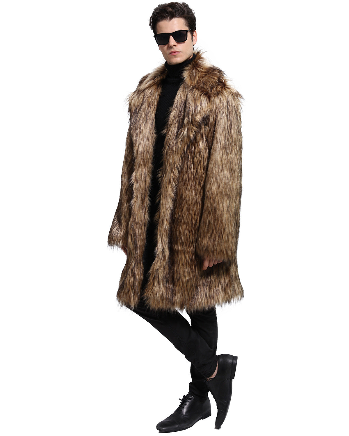 Women's Luxurious Faux Fur Coat with Large Collar