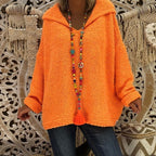 Women's Comfortable Knit Sweater with Hood and Casual Cut