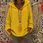 Women's Comfortable Knit Sweater with Hood and Casual Cut