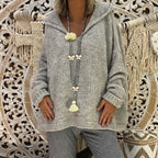 Women's Comfortable Knit Sweater with Hood and Casual Cut