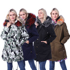 Women's Long Coat with Decorative Faux Fur Collar