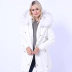 Women's Long Coat with Decorative Faux Fur Collar