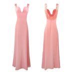 Elegant Evening Dress with Deep V-Neck and Shimmering Details