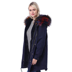 Women's Long Coat with Decorative Faux Fur Collar
