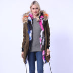 Women's Long Coat with Decorative Faux Fur Collar