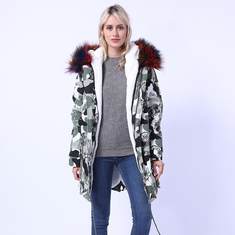 Women's Long Coat with Decorative Faux Fur Collar