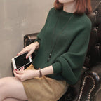Women's Cozy Knit Pullover with Casual Cut and Wide Sleeves