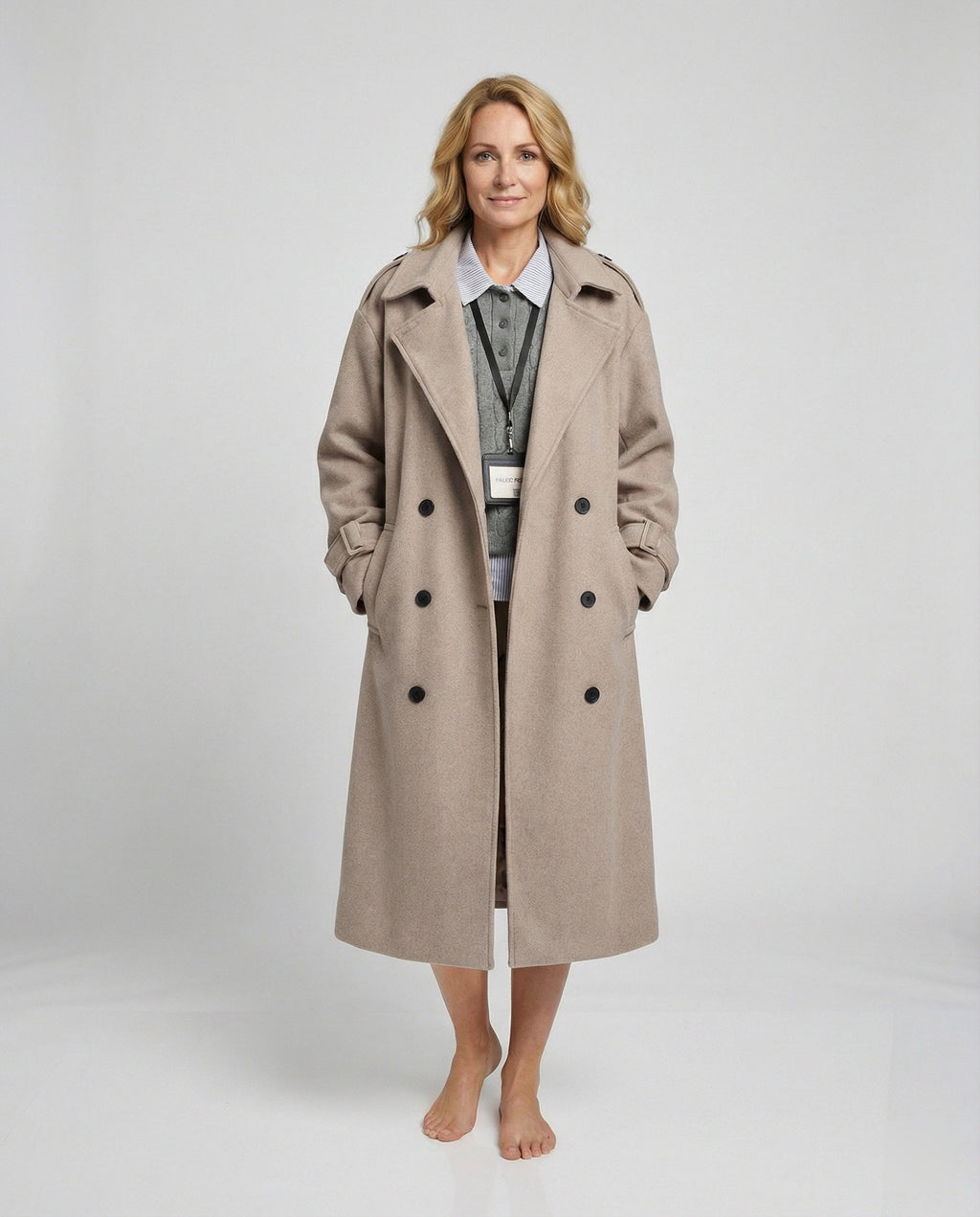 British Style Wool Coat Women Men Double-Breasted Mid-Length Loose Warm