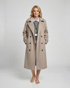 British Style Wool Coat Women Men Double-Breasted Mid-Length Loose Warm