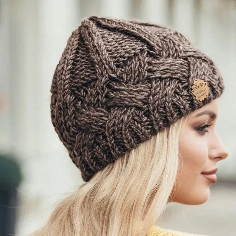 Women's soft cable knit hat