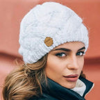 Women's soft cable knit hat